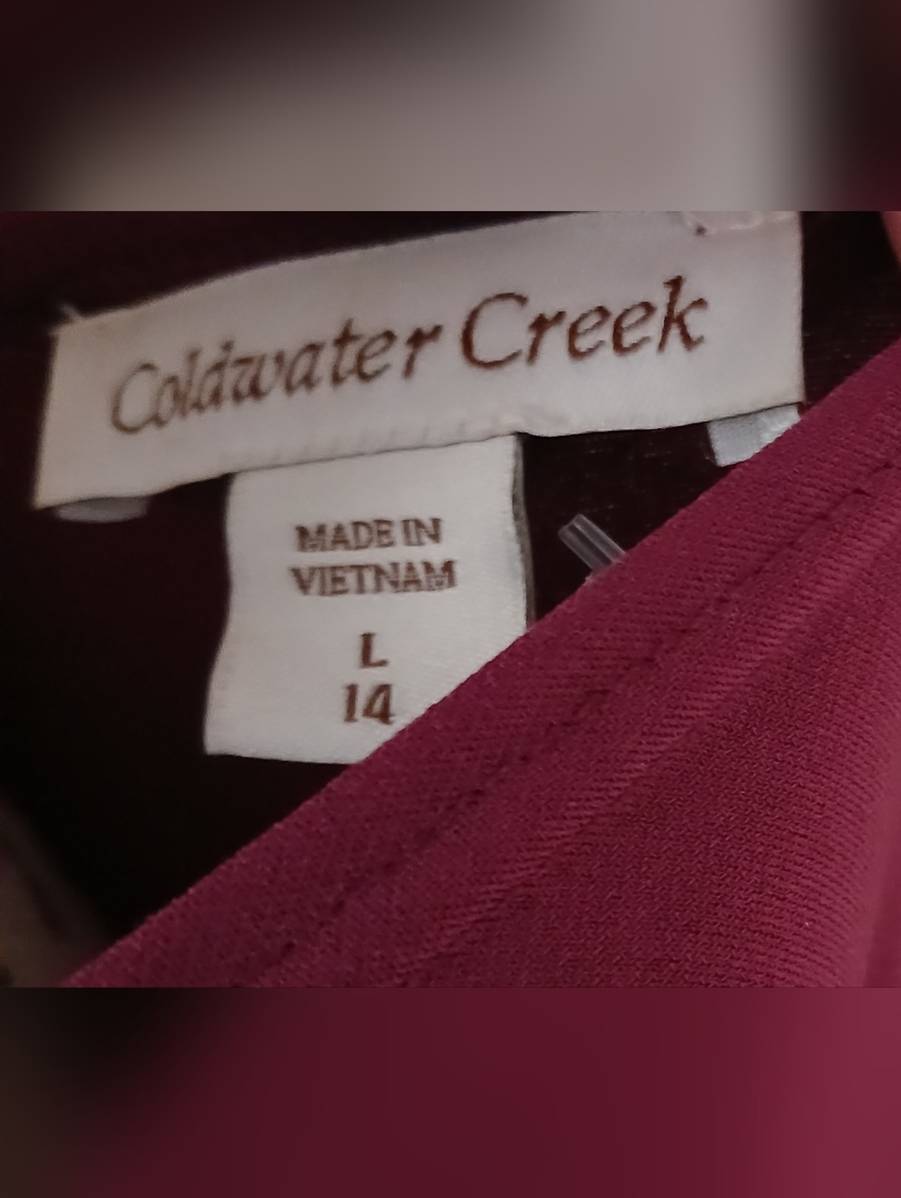 5/$25 Coldwater Creek Wine Floral-Applique Scoop-Neck Dress - Picture 2 of 3